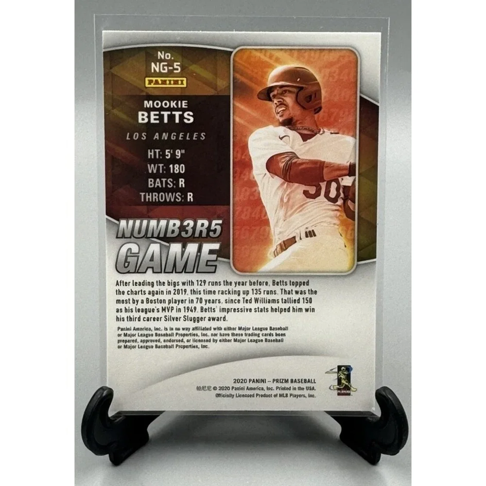 2020 Panini Prizm MOOKIE BETTS‎ Numbers Game #NG-5 Los Angeles Dodgers